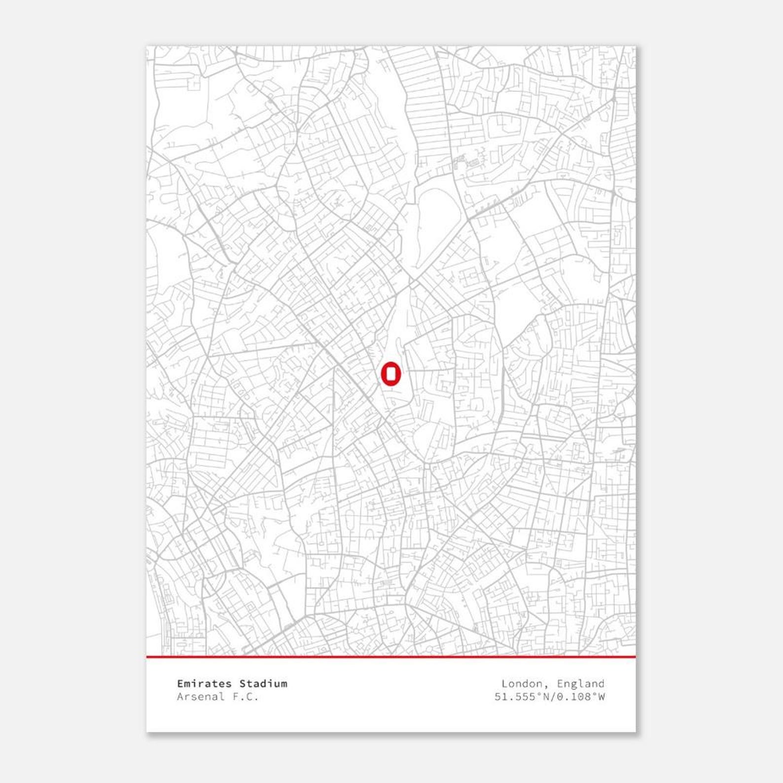 Emirates Stadium Arsenal Poster Map - Etsy