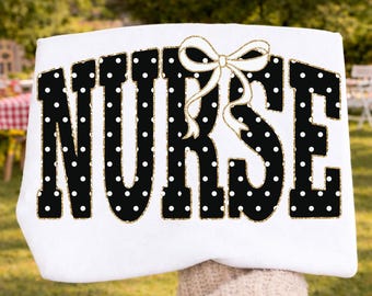 Polka Dots Nurse PNG, Nurse Appreciation Shirt Design, Nursing Coquette Bow PNG, Girly Nurse Sublimation, Digital Download