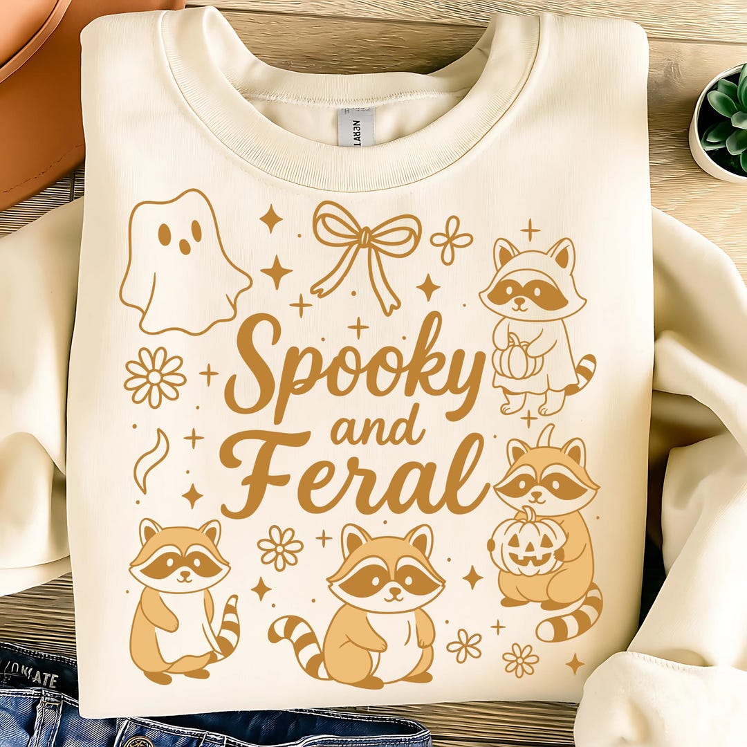 Spooky and Feral Raccoon Halloween PNG, Funny Spooky Ghost Design ...