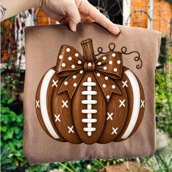 Pumpkin Football PNG Fall  Autumn Sports Game Day Mom Shirt Design Trendy Football Season Sublimation Digital Download
