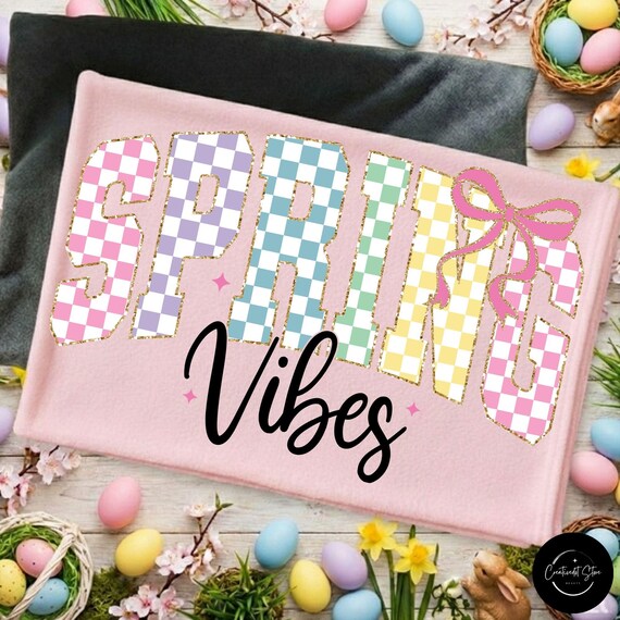 Spring Vibes PNG, Spring Easter Design, Checkered Easter Png, Girly Easter Png, Spring Mama Png, Spring Coquette Bow Png, Digital Download