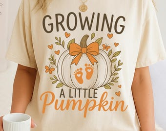 Calabaza en crecimiento PNG SVG, diseño de camiseta de maternidad de otoño, lazo para anunciar el embarazo, divertida sublimación para revelar el bebé en Acción de Gracias