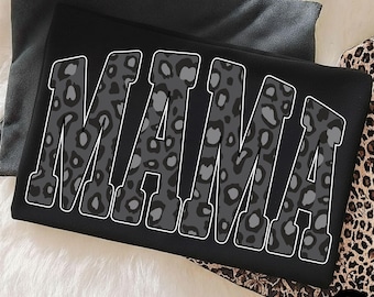 Leopard Print Black Mama PNG, Varsity Mom Shirt Design, Mothers Day Sublimation, Digital Download