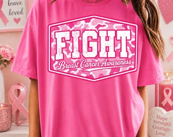 Fight Breast Cancer PNG, Camo Breast Cancer Awareness, Pink October Awareness Sublimation, Distressed Digital Download