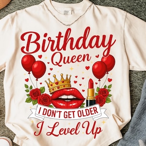 Birthday Queen PNG: Gamer Girl Sublimation Design (Digital Download 4500x5400 px)