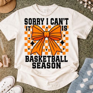 Sorry I Can't It's Basketball Season PNG, Checkered Basketball Coquette Shirt Design, Trendy Sport Sublimation, Digital Download