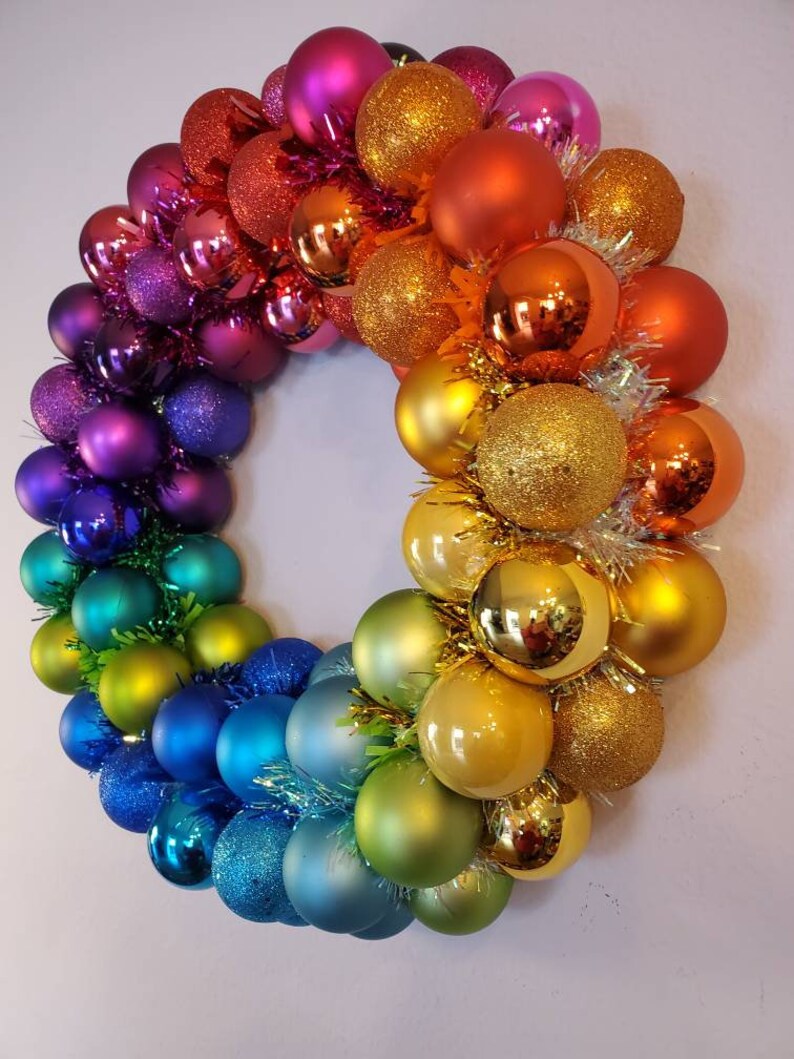 Rainbow wreath Colorful wreathmulticolor wreathrainbow Etsy
