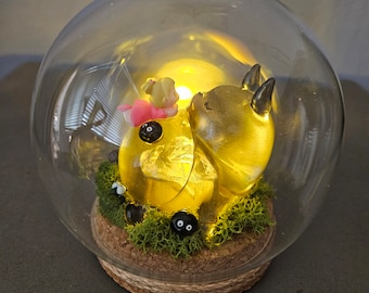Totoro Moss Garden Terrarium with Soot Sprites Night Light
