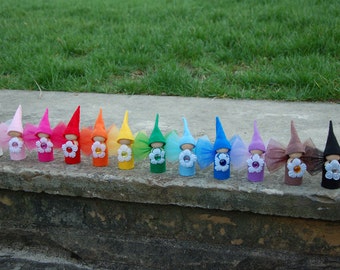 Complete set of 12 Rainbow Flower Fairy Dolls