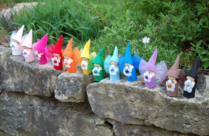 Complete set of 12 Rainbow Flower Fairy Dolls image 3