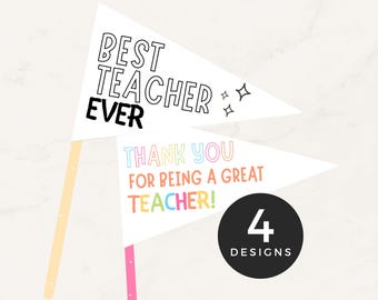 Lehrer-Wimpel, druckbare beste Lehrer-Wimpelflagge, Lehrer-Anerkennungswoche druckbar, süße Lehrer-Geschenkidee, Lehrer-Danke