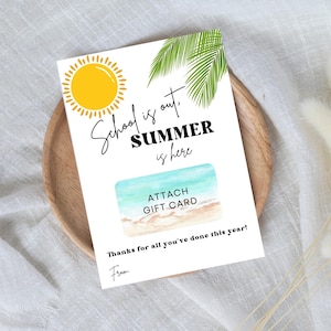 Porte-cartes cadeau de fin d'année pour enseignant, carte de remerciement imprimable pour enseignant, cadeau de dernier jour d'école pour enseignant, cadeau de fin d'école pour enseignant