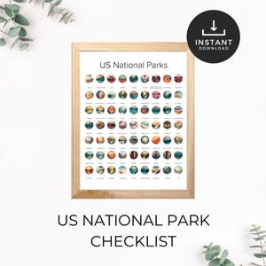 US National Park Poster, Bucketlist Checklist, Adventure Print, Travel Bucket List, Hiker Gift,  National Park Poster, Travel Wall Art