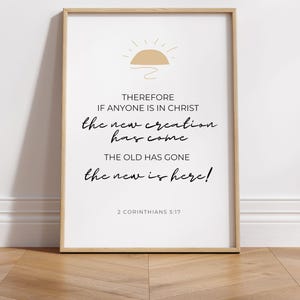 2 Corinthians 5:17 New Creation, Scripture Bible Verse, Scripture Print Download, Minimalist Scripture
