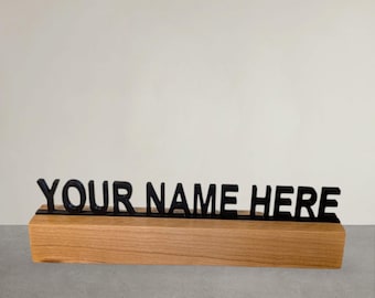 Custom Cherry Wood Name Plate: Office Desk Sign