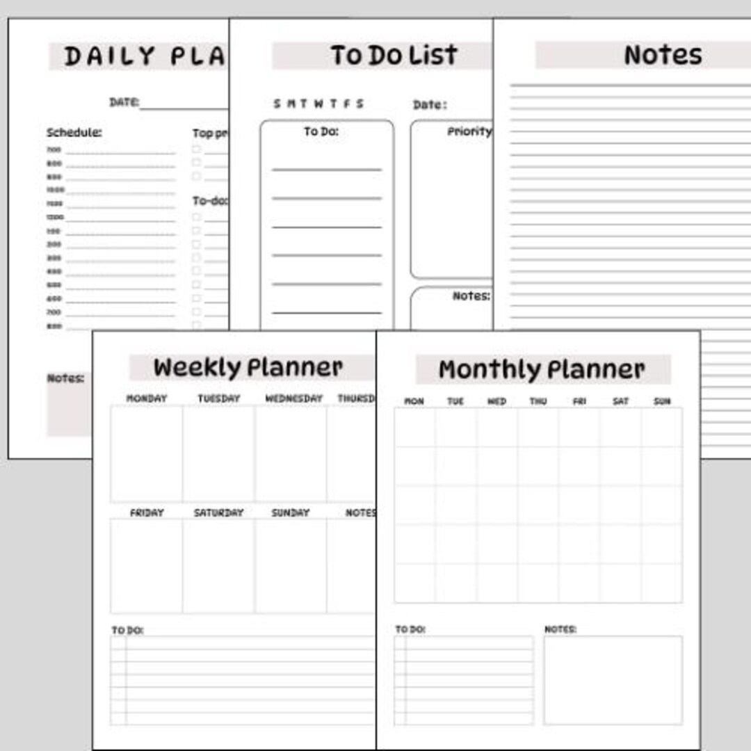 Undated Printable Planner Bundle | Daily Weekly Monthly Calendar | to ...