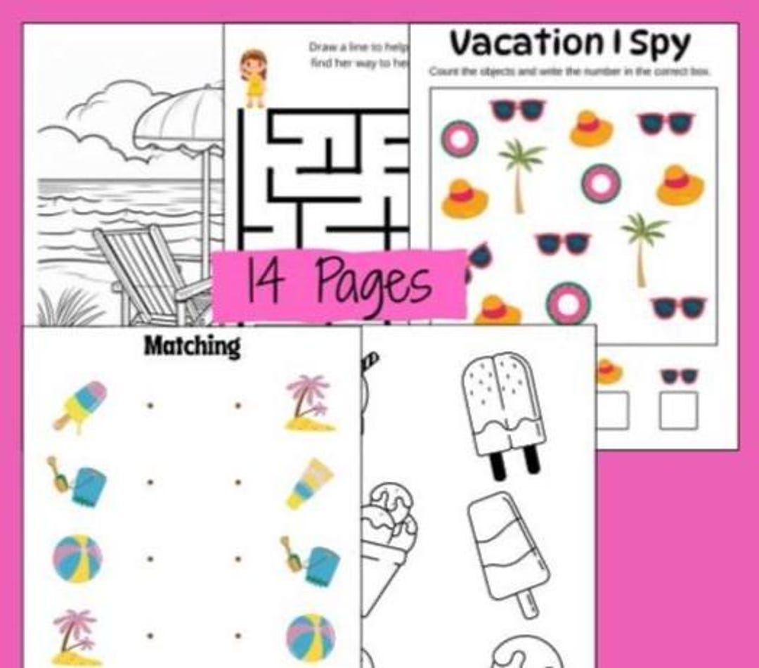 Kids Vacation Activity Book | Printable Family Travel Activities for ...
