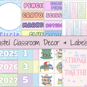 Paquete imprimible de decoración para el aula en tonos pastel / Decoraciones para el aula en tonos neutros y tranquilos / Decoración bohemia para profesores / Pósters para tablones de anuncios / PDF