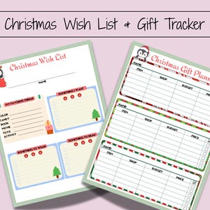 Printable Gift Tracker and Kids Christmas Wish List | Holiday Gift Planner | Christmas Shopping List Gift Organizer | PDF Digital Download