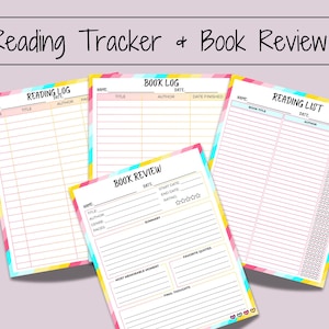 Teen Reading Log & Book Review Templates | Reading Tracker and Book Log List | PDF Digital Download
