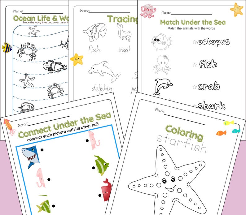 Ocean-themed Activities for Kids | Sea Life Worksheets | Printable ...