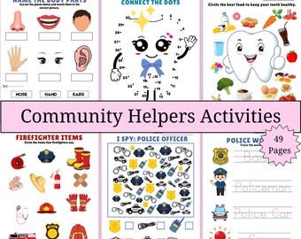 Atividades de Ajudantes Comunitários | Planilhas para Pré-escola e Jardim de Infância | Materiais Imprimíveis da People Who Help Us | Minilivretos de Ocupações | PDF
