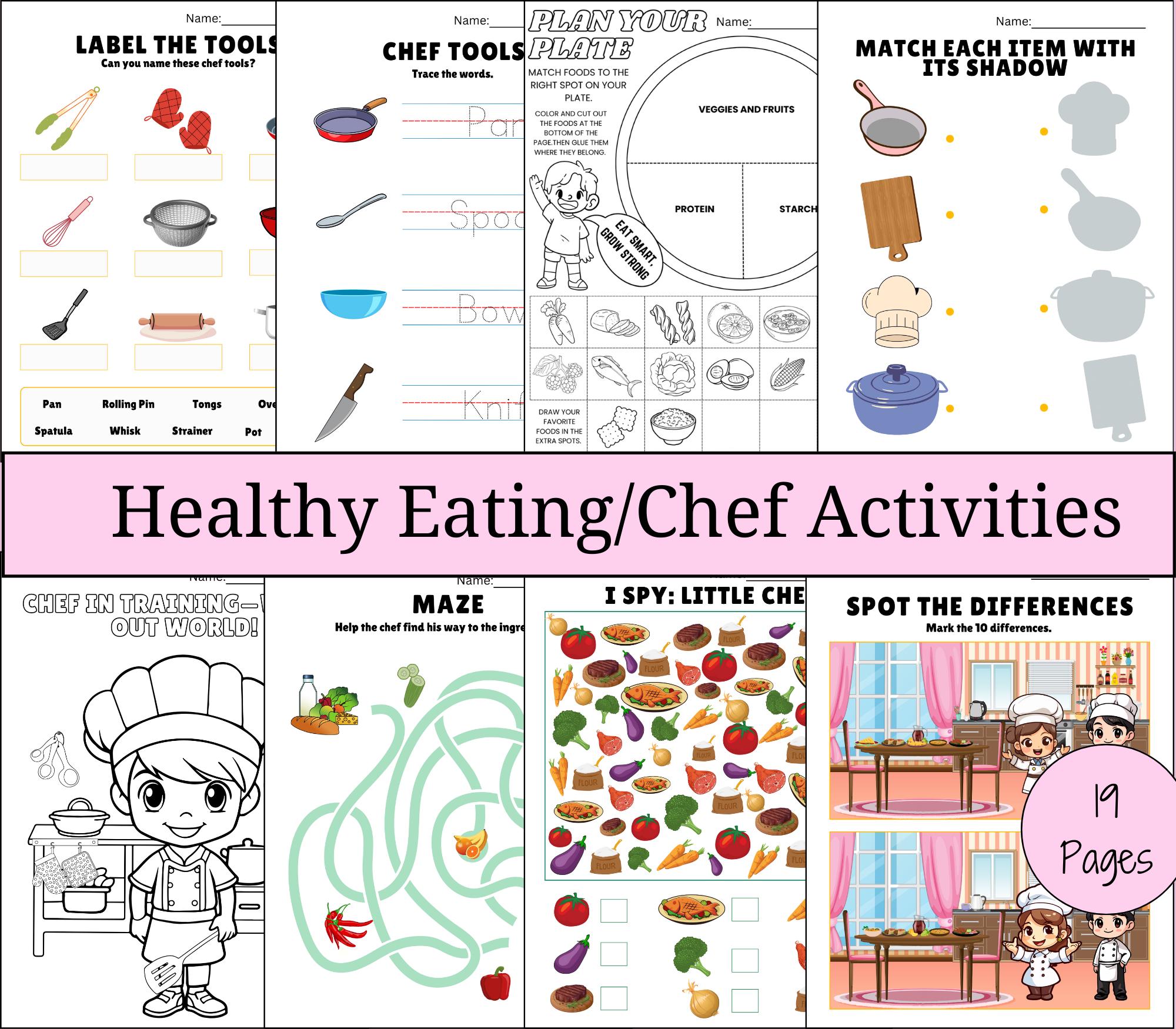 Chef & Healthy Eating Activities | Printable Nutrition Worksheets ...