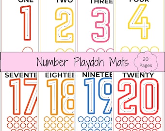 Printable Playdoh Number Mats | Numbers 1-20 Play Dough Counting Activity Mats for Kids | Preschool & Kindergarten Practice | PDF