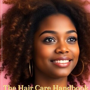 Op de afbeelding: Een jonge vrouw met krullend bruin haar draagt een gouden kroon en een blauw shirt. De tekst "The Hair Care Handbook for Teens Overcoming Bad Hair Days for Good" is in wit op een roze achtergrond geschreven. De tekst "Hair Story Network" is in wit op een blauwe achtergrond geschreven.
