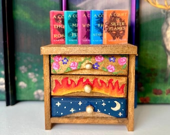 ACOTAR Inspired hand painted Dresser with Mini books
