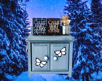 Quicksilver Inspired hand painted Dresser with Mini books