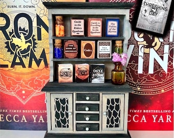 Fourth Wing Violet Sorrengail Inspired Bookshelf Dresser with Mini Books - now including Threshing Day!