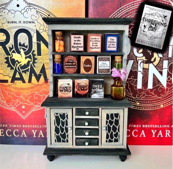 Fourth Wing Violet Sorrengail Inspired Bookshelf Dresser With Mini Books - Now Including Threshing Day!