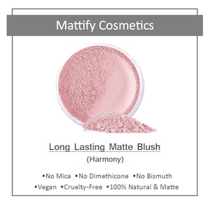 Long Lasting Matte Blush (Harmony) Pale Pink Blush for Light / Fair Skin Tones by Mattify Cosmetics Vegan Natural Makeup Looks for Oily Skin