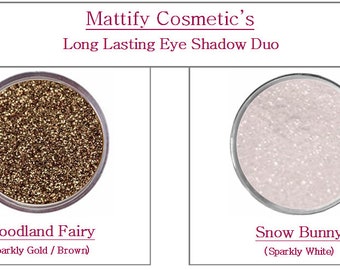 Naked Smoky Eye Shadow Mattify Cosmetics Makeup for Oily Skin: 1 Sparkly Brown Eyeshadow 1 Sparkly White Neutral Smokey Eye Set Crease-Free