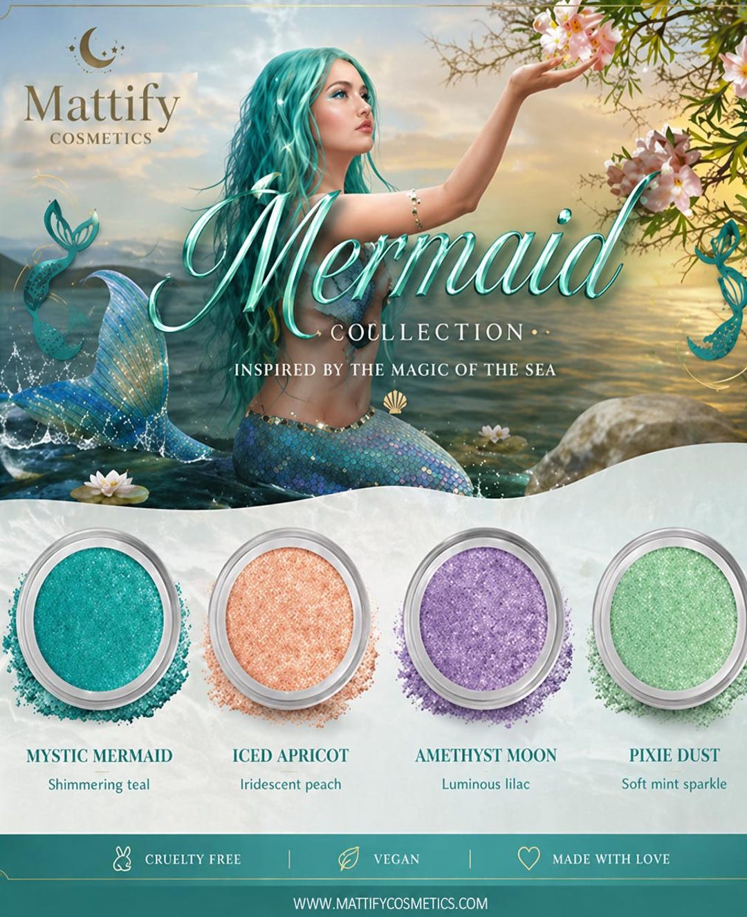 mystic mermaid eye shadow + application tutorial -... Mermaid Makeup Looks for Ariel Halloween Costume Sparkly Eye Shadow SFX ...