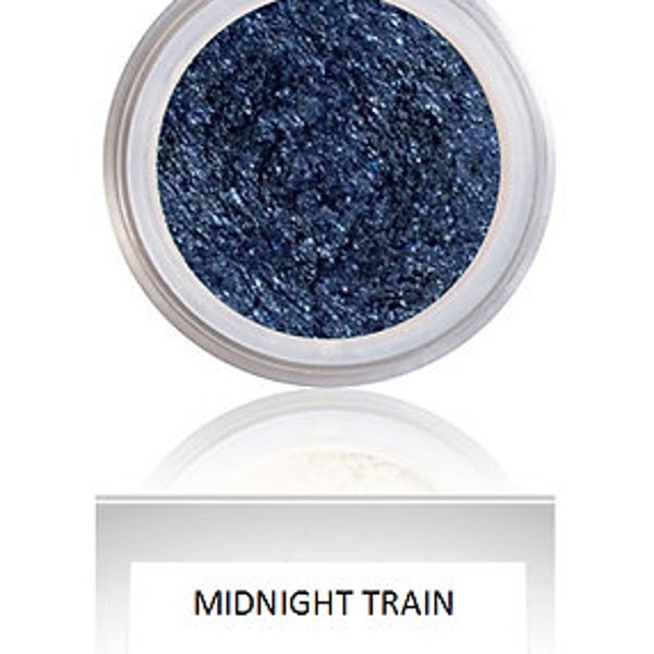 Navy Blue Eye Shadow & Eye Liner Mattify Cosmetics "MIDNIGHT TRAIN" Smoky Eye Makeup Look Natural Vegan Products for Oily Skin Crease-Free