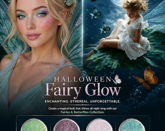 Fairy Halloween Costume Makeup Vegan Eye Shadow Mermaid SFX Sparkly White Green