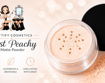 Just Peachy Brightening Powder Oil-Control Makeup for Oily Skin Correcting Bright Lightener for Dark Spots Under Eye Circles Matte Vegan