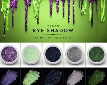 Beetlejuice Makeup Kit Halloween Costume Looks Vegan Eye Shadow SFX Cosplay Eyeshadow Cruelty-Free Sparkly Purple, Black, Holographic Silver