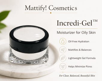 Best Moisturizer for Oily Skin by Mattify Cosmetics Incredi-Gel Light Weight Moisturizer Aloe Vera Gel Hydrator Vegan (Tester Size 15g)