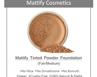 Foundation "Makeup for Oily Skin" Oil-Control Powder Acne Prone Skin (Med/Dark) Bare Natural Mineral Vegan No Makeup Look Mattify Cosmetics