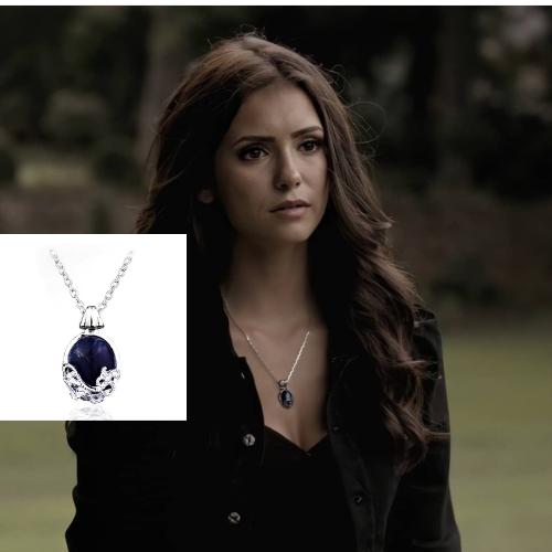 925 Silver Plated Blue Stone The Vampire Diaries Katherine's Daylight Walking Charm Pendant Necklace