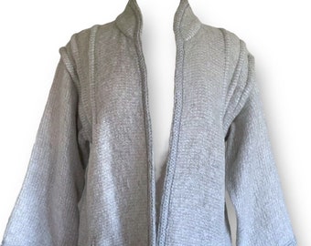 Vintage 1970's Donegal Design Women's Cardigan Jacket / Gray Mohair Wool / Made in Ireland