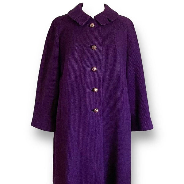 Vintage 1970's Shagmoor Women's Purple Wool Stroller Coat / Size Medium Large
