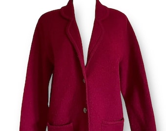 Veste Cardigan femme Appleseeds vintage / Merlot rouge laine bouillie Cottagecore Coatigan