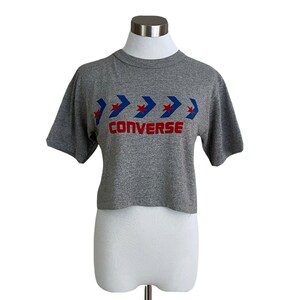Vintage Converse 1980&#39;s Single Stitch Tee / Gray Crop Top / Made In The USA / Vintage Streetwear