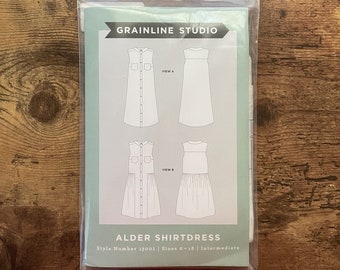 Grainline Studio Alder Shirtdress Sewing Pattern / Style 13001 / Women Size 0-18 Dress