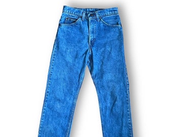 Levi's 536 Vintage 1980's Women's Orange Tab Jeans / 27x27 / High Waist Raw Hem Stonewashed Denim / Slim Leg Jeans