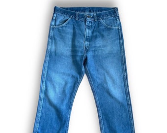 Vintage 1970's Big Yank Jeans / Size 32x26 / Blue Faded Denim Straight Leg High Rise Jeans